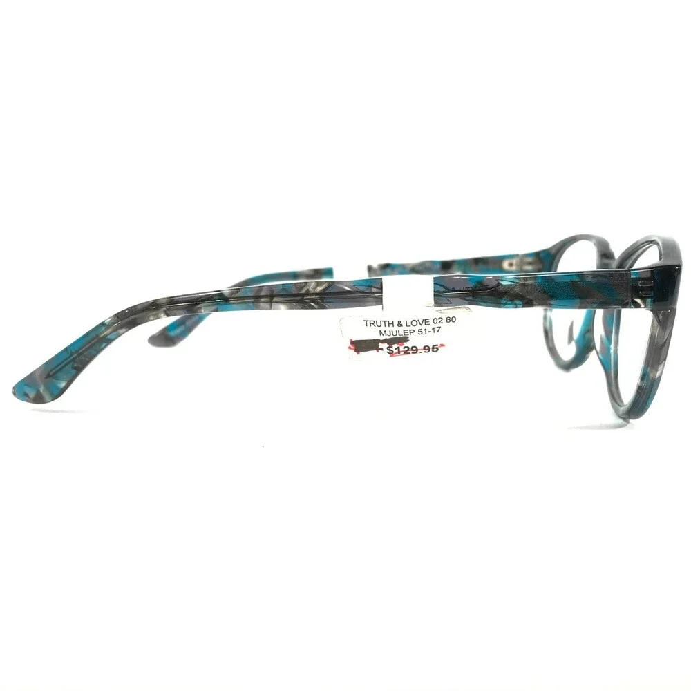 Truth & Love Eyeglasses Frames T&L 02 COL 60 Black Blue Tortoise Oval 51-17-135